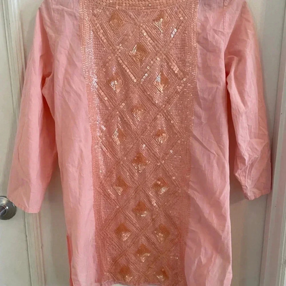 Calypso St. Barth Peach Pink Sequin Tunic - Picture 4 of 8